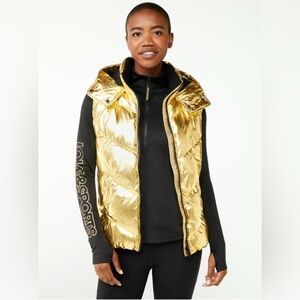 Love & Sports Women's Gold Foil Puffer
Vest with Hood, ADORABLE, Size M